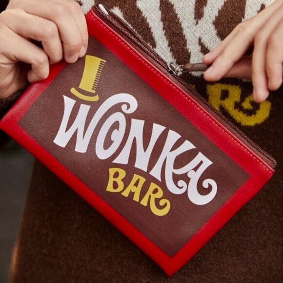 Willy Wonka and the Chocolate Factory X ROMWE Letter Print PU LEATHER Makeup Bag - Picture 1 of 1